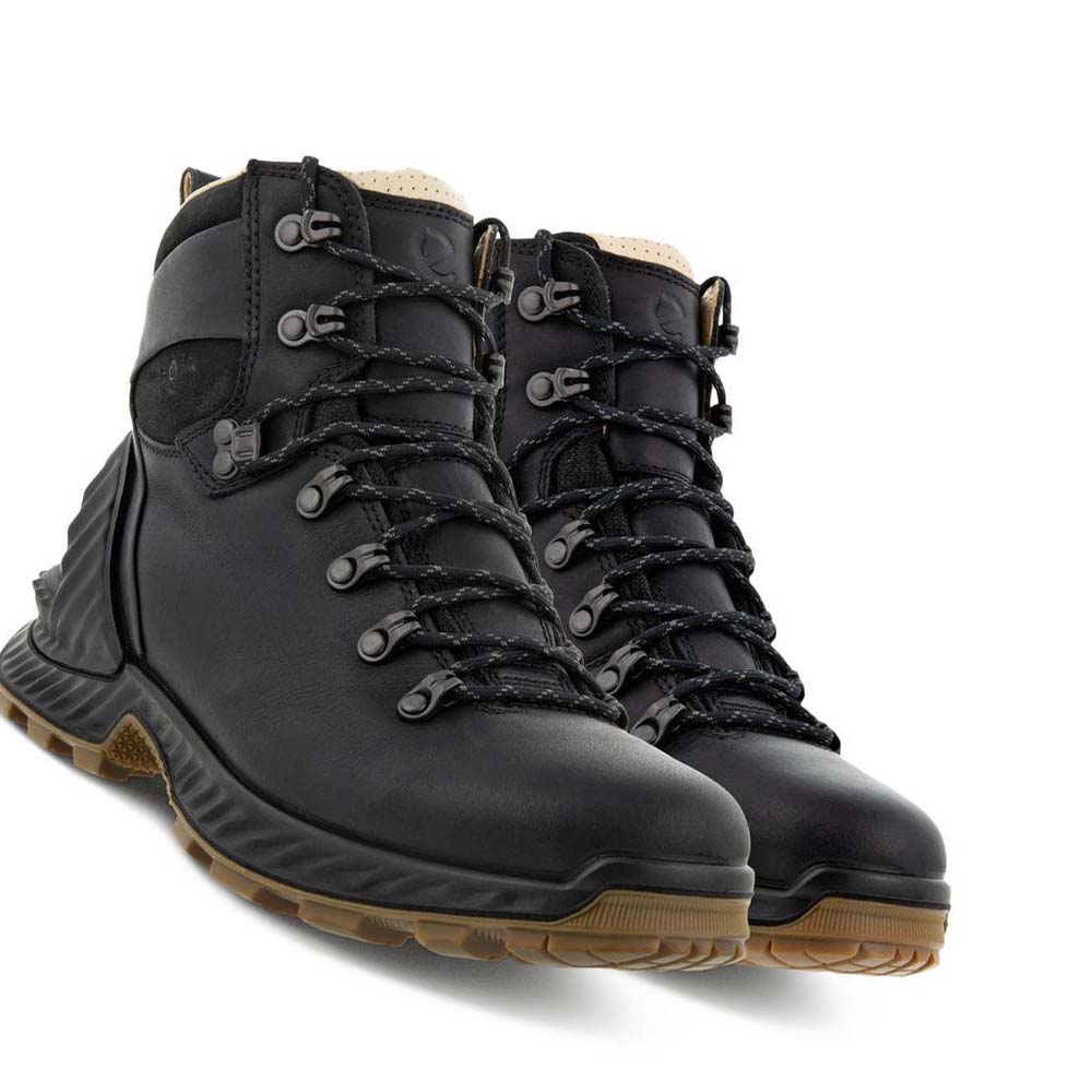 Men's Ecco Exohike Retro Hiker Boots Black | USA 436LIS